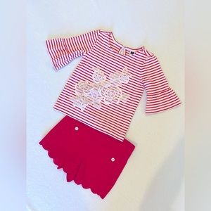 Janie and Jack Bell Sleeve Top & Scallop Shorts Matching Set Girls Sz 3